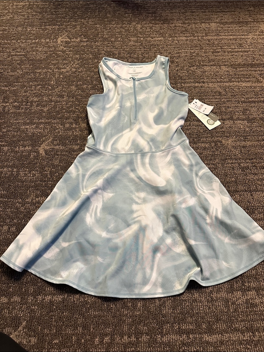 Threads 4 Thought Light Blue Swirl Tank Skater Dress